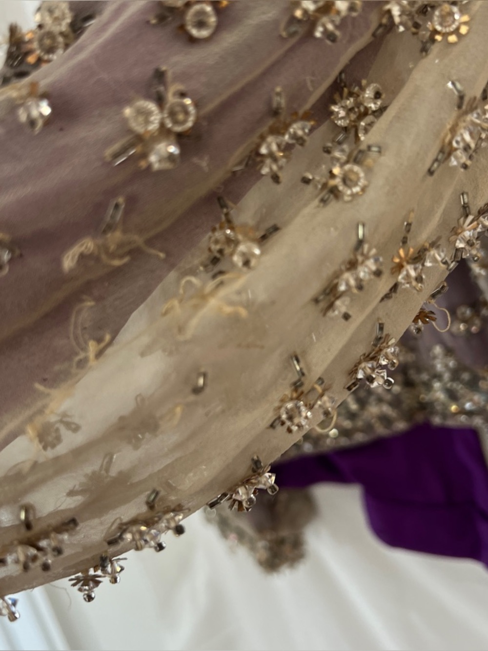 60s Couture Beaded Evening Top Heavy Crystal Embellishment Silk Cropped Italy S - Picture 12 of 13